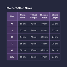 Load image into Gallery viewer, Men&#39;s t-shirt sizes
