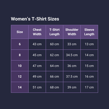 Load image into Gallery viewer, Women&#39;s t-shirt sizes
