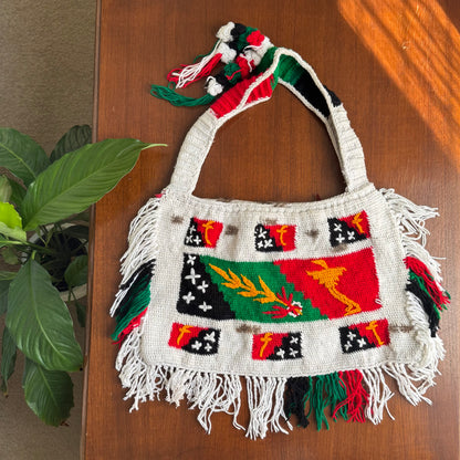 White-PNG-Flag-Theme Bilum with possum fur