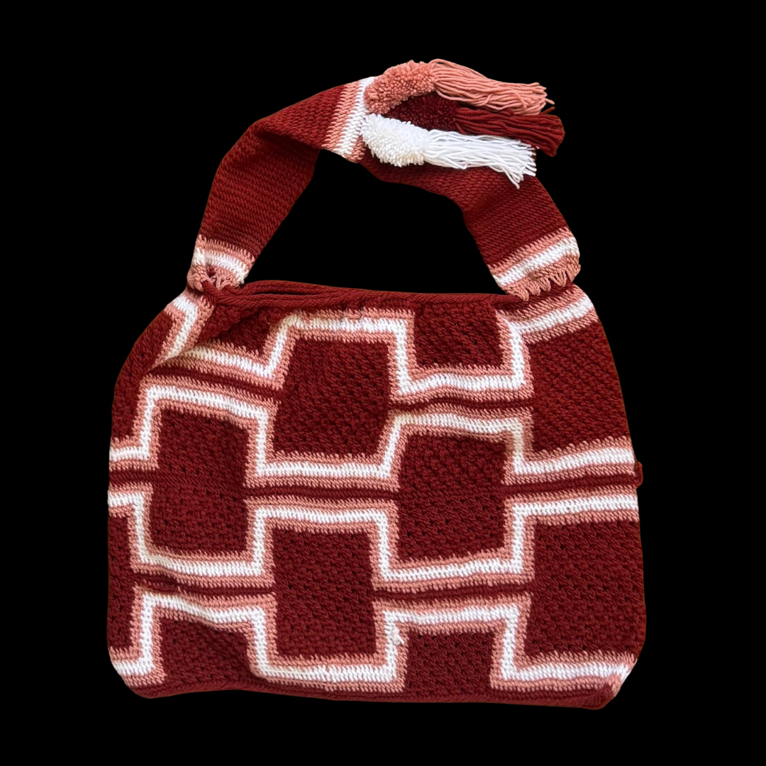 Rust Red and Pale Pink Skin Pik Bilum (Survivor-Made)