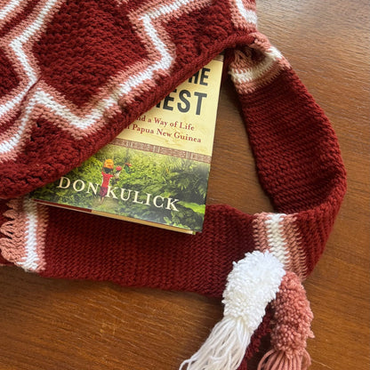 Rust Red and Pale Pink Skin Pik Bilum (Survivor-Made)