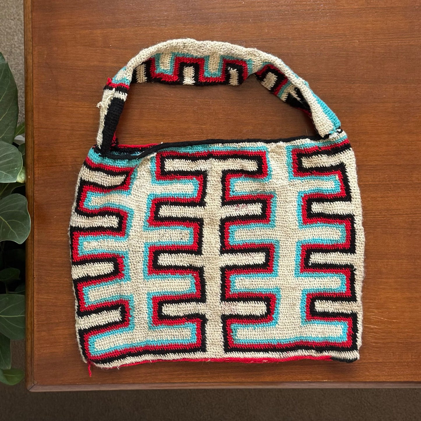 Grey Red Blue Fish Bone Bilum (Survivor-Made)