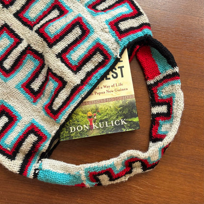 Grey Red Blue Fish Bone Bilum (Survivor-Made)